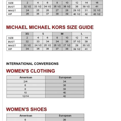 michael kors shoe size conversion|michael kors size chart for women.